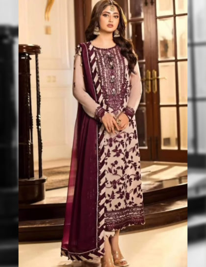 Chiffon Embroidered Party Wear Dress